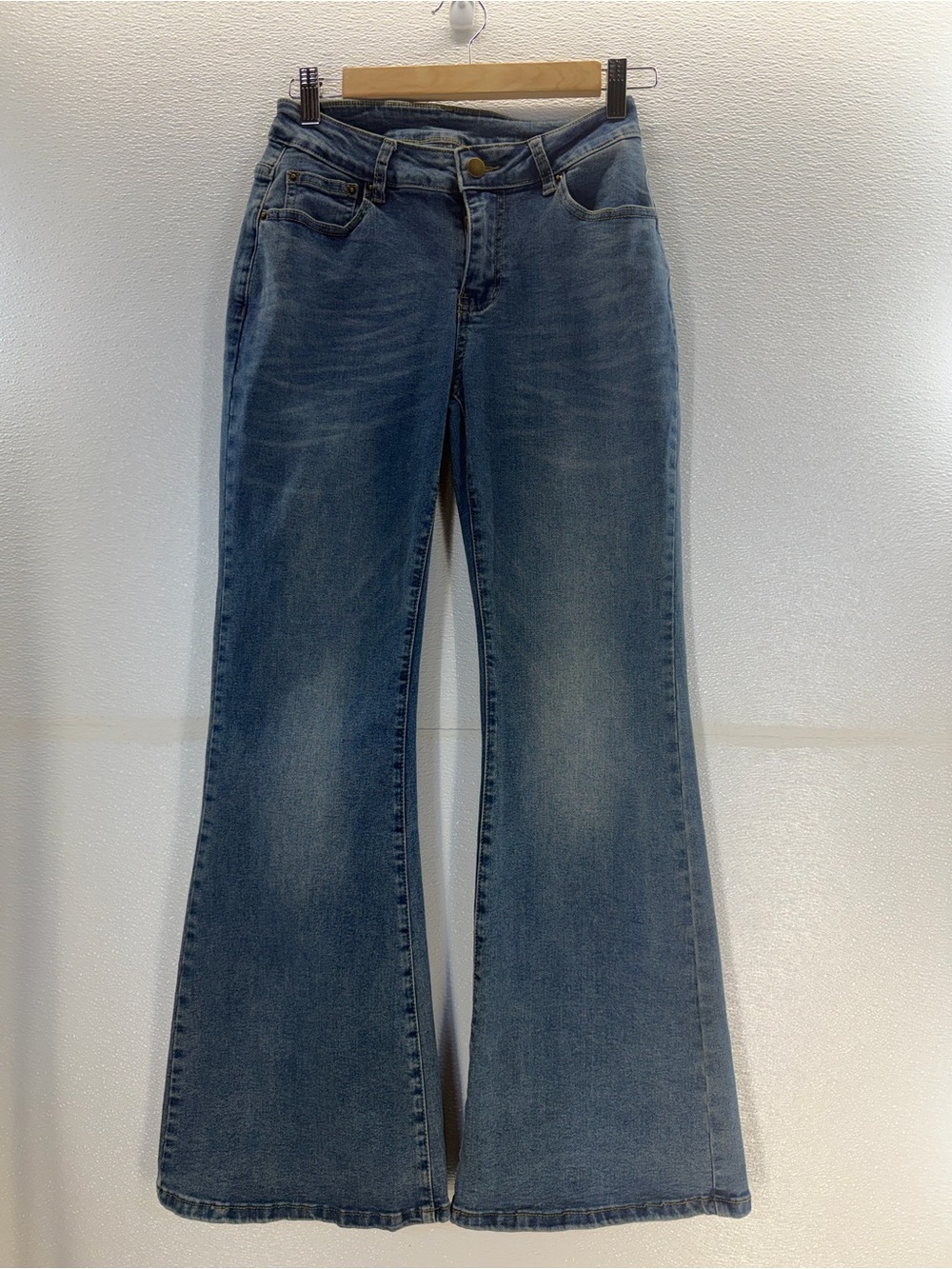 Dazy Women’s High Rise Wide Leg Jeans Stretch Blue Size Small